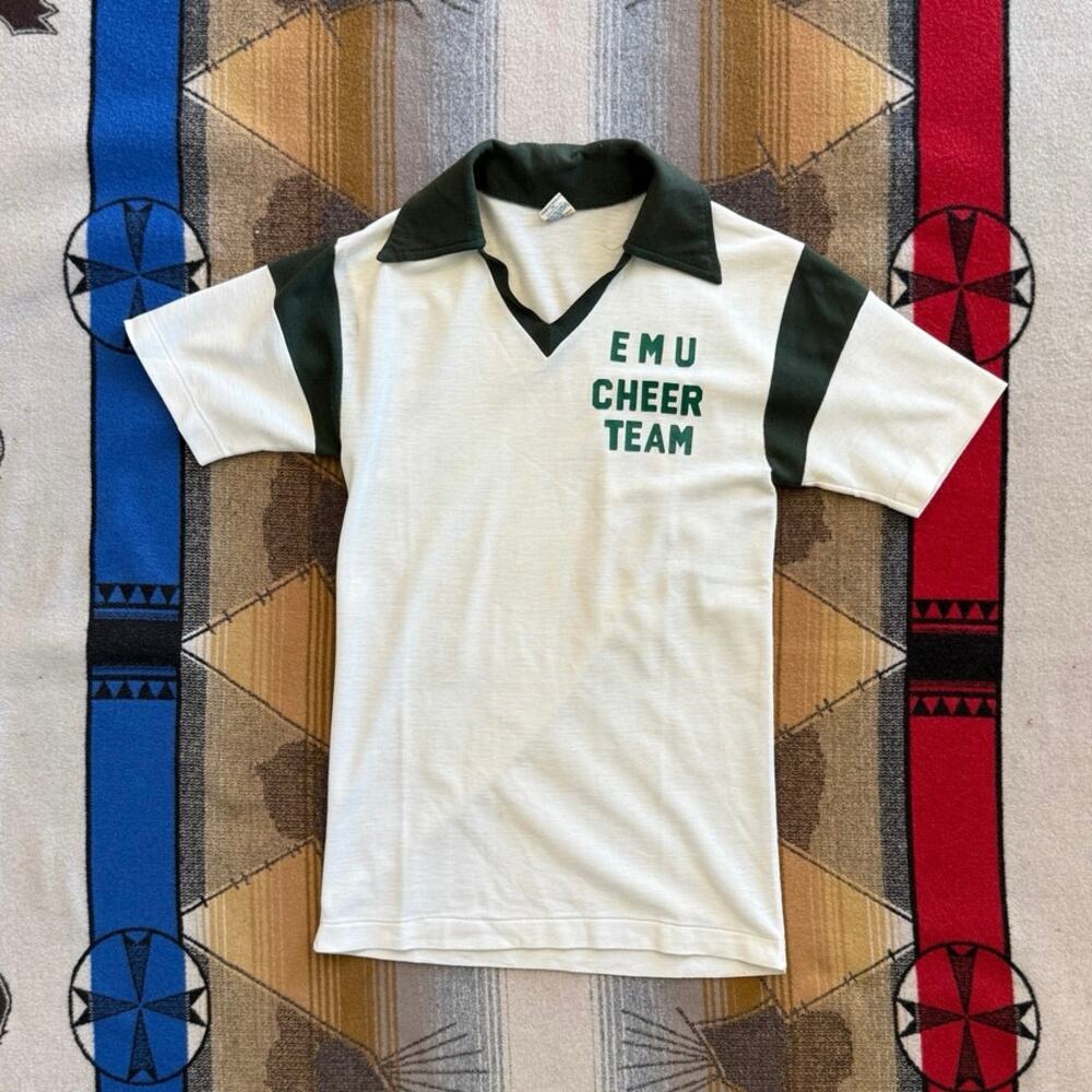Vintage 70s Eastern Michigan University Cheer Team Shirt Size XS True Vintage